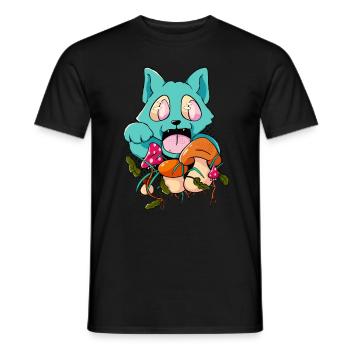 Trippy Pilz Katze Hippie Trip Psychedelisch - Männer T-Shirt - Schwarz - Vorne - AI Model Male 178 light (178cm)