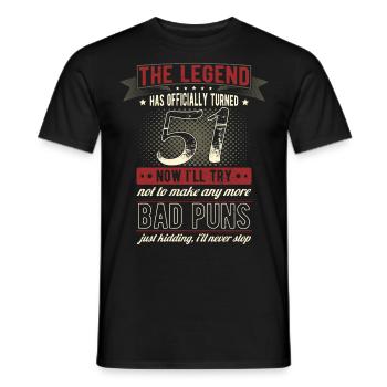 The legend officially 51 years 51st birthday - Men's T-Shirt - black - Front - AI Model Male 178 light (178cm)