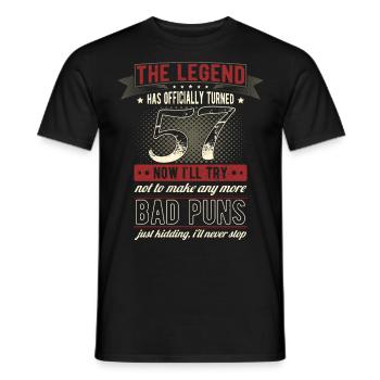 Die Legende Offiziell 57 Jahre 57. Geburtstag - Männer T-Shirt - Schwarz - Vorne - AI Model Male 178 light (178cm)