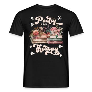 Poetry is my therapy book lovers books - Men's T-Shirt - black - Front - AI Model Male 178 light (178cm)