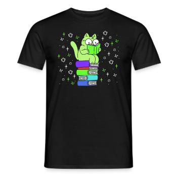 Katzenfans Book lover Katzenliebhaber Leseratte - Männer T-Shirt - Schwarz - Vorne - AI Model Male 178 light (178cm)