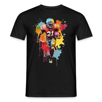 American Football Spieler USA Sport Bunt Splash - Männer T-Shirt - Schwarz - Vorne - AI Model Male 178 light (178cm)
