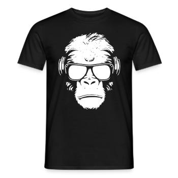 Cool monkey with sunglasses and headphones - Men's T-Shirt - black - Front - AI Model Male 178 light (178cm)