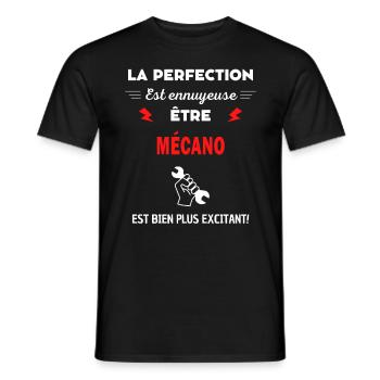 La perfection est ennuyeuse excitant! Mécano - T-shirt homme - noir - Devant - AI Model Male 178 light (178cm)