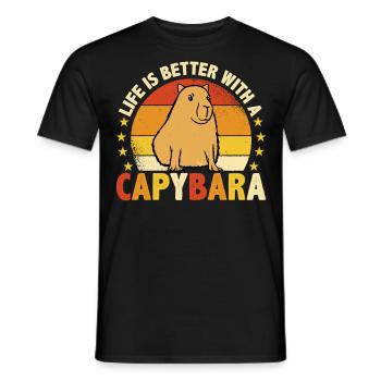 Life Is Better With A Capybara - Männer T-Shirt - Schwarz - Vorne - AI Model Male 178 light (178cm)