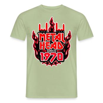 METALHEAD since 1970 - Men's T-Shirt - sage - Front - AI Model Male 178 light (178cm)