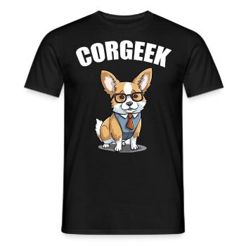 Corgi with glasses Geeks Nerds Corgis dog Corgeek - Men's T-Shirt - black - Front - AI Model Male 178 light (178cm)