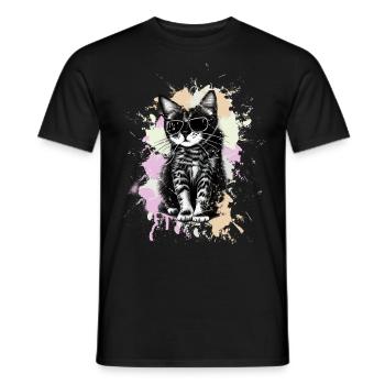 Coole Katze Mit Sonnenbrille - Männer T-Shirt - Schwarz - Vorne - AI Model Male 178 light (178cm)