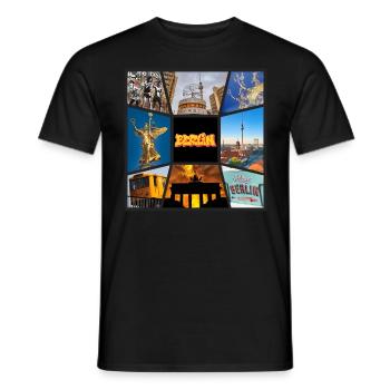 Berlin Skyline Germany City Collage Vintage - Men's T-Shirt - black - Front - AI Model Male 178 light (178cm)