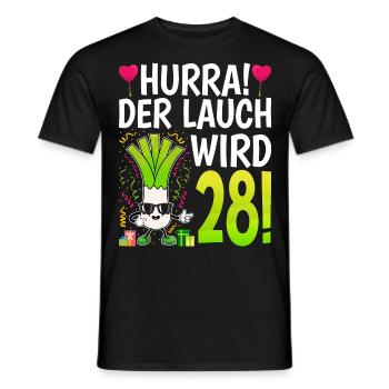 Hurra der Lauch wird 28 - Männer T-Shirt - Schwarz - Vorne - AI Model Male 178 light (178cm)