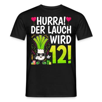 Hurra der Lauch wird 12 - Männer T-Shirt - Schwarz - Vorne - AI Model Male 178 light (178cm)