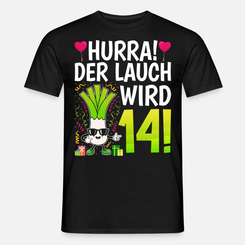 Hurra der Lauch wird 14 - Männer T-Shirt - Schwarz