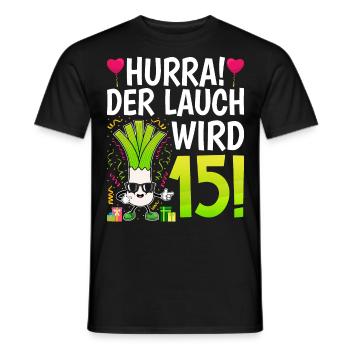 Hurra der Lauch wird 15 - Männer T-Shirt - Schwarz - Vorne - AI Model Male 178 light (178cm)