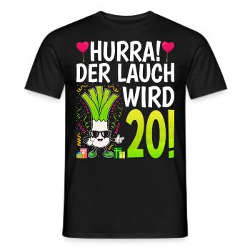 Hurra der Lauch wird 20 - Männer T-Shirt - Schwarz - Vorne - AI Model Male 178 light (178cm)