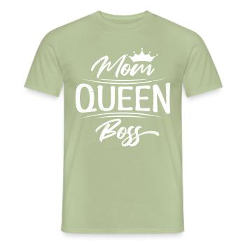 Queen Mama Chef Mom Boss Mother's Day - Men's T-Shirt - sage - Front - AI Model Male 178 light (178cm)