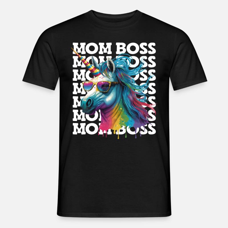 Mama Boss Einhorn Muttertag starke Mama Bossy - Männer T-Shirt - Schwarz