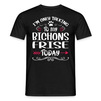 Propriétaire de chien parlant à mon Bichons Frise - T-shirt homme - noir - Devant - AI Model Male 178 light (178cm)