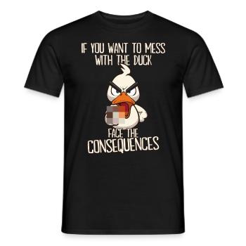 Conséquences Drôle de canard avec un doigt d’honneur - T-shirt homme - noir - Devant - AI Model Male 178 light (178cm)