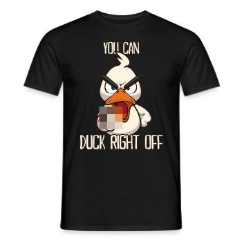 Duck Right Off Funny duck with middle finger - Men's T-Shirt - black - Front - AI Model Male 178 light (178cm)