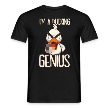 I'm a Ducking Genius Funny duck with middle finger - Men's T-Shirt - black - Front - AI Model Male 178 light (178cm)