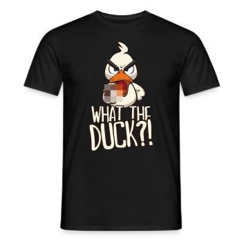 What the Duck Funny duck with middle finger saying - Men's T-Shirt - black - Front - AI Model Male 178 light (178cm)