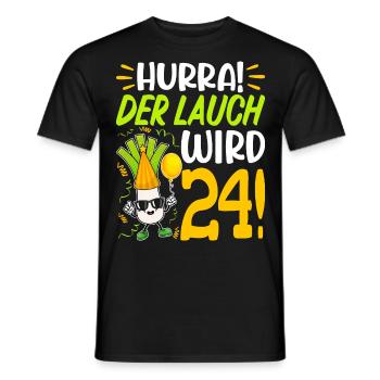 Hurra der Lauch wird 24 Geburtstag - Männer T-Shirt - Schwarz - Vorne - AI Model Male 178 light (178cm)