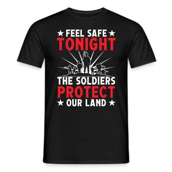 Soldier Feel Safe Tonight Military Army Veteran - Men's T-Shirt - black - Front - AI Model Male 178 light (178cm)