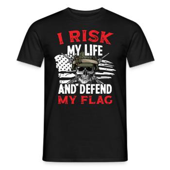 Soldier Risk My Life Defend My Flag Military Army - Men's T-Shirt - black - Front - AI Model Male 178 light (178cm)
