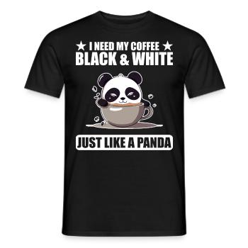 I Need My Coffee Black and White Just Like a Panda - Men's T-Shirt - black - Front - AI Model Male 178 light (178cm)