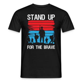 Soldier Stand Up For Brave Military Army Veteran - Men's T-Shirt - black - Front - AI Model Male 178 light (178cm)