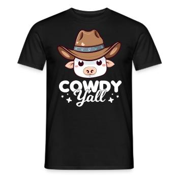 Cowdy Yall Y'all cow with hat for the cow fan - Men's T-Shirt - black - Front - AI Model Male 178 light (178cm)