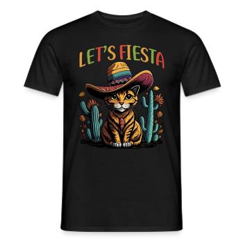 Let's Fiesta Mexican Style Katze mit Sombrero - Männer T-Shirt - Schwarz - Vorne - AI Model Male 178 light (178cm)