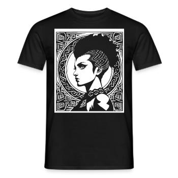 Fantasy Post Punk Celtic Tribal Art Batcave Girl - Men's T-Shirt - black - Front - AI Model Male 178 light (178cm)