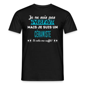 Je ne suis pas parfait CÉRAMISTE - T-shirt homme - noir - Devant - AI Model Male 178 light (178cm)