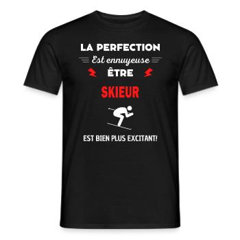 La perfection est ennuyeuse excitant! skieur - T-shirt homme - noir - Devant - AI Model Male 178 light (178cm)