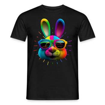 Bunny Face Cool Easter Bunny with Glasses - Men's T-Shirt - black - Front - AI Model Male 178 light (178cm)