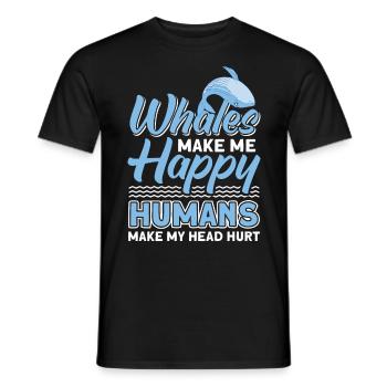 Observation des baleines Observation des baleines Orques Bleu Baleine - T-shirt homme - noir - Devant - AI Model Male 178 light (178cm)