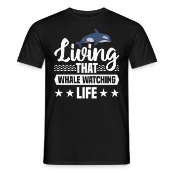 Observation des baleines Observation des baleines Orques Bleu Baleine - T-shirt homme - noir - Devant - AI Model Male 178 light (178cm)