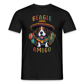Beagle Amigo Mexikanischer Sombrero Beagle - Männer T-Shirt - Schwarz - Vorne - AI Model Male 178 light (178cm)