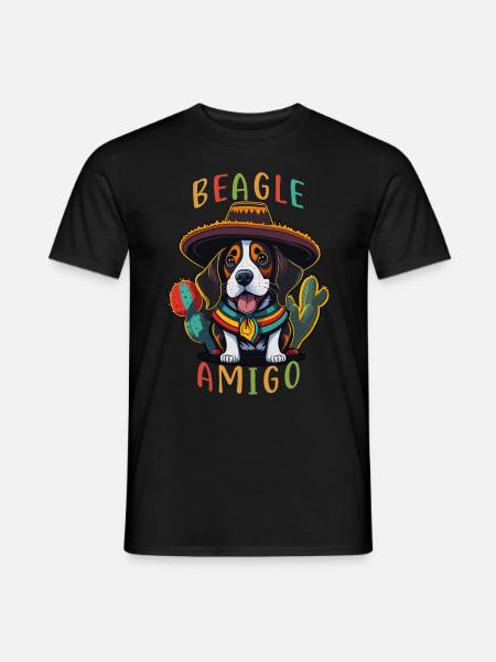 Beagle Amigo Mexikanischer Sombrero Beagle - Männer T-Shirt - Schwarz