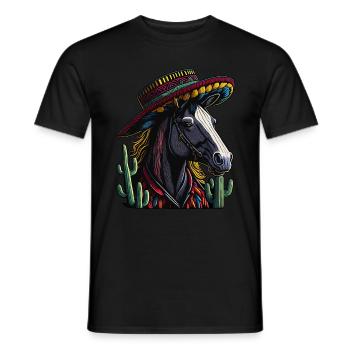 Cinco de Mayo Horse à la mexicaine avec Sombrero - T-shirt homme - noir - Devant - AI Model Male 178 light (178cm)