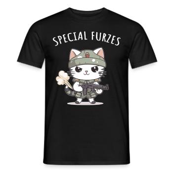 Special Fart Cat General Military Uniform - Men's T-Shirt - black - Front - AI Model Male 178 light (178cm)