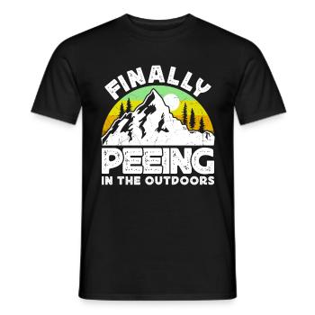 I love peeing outside hikers funny mountains - Men's T-Shirt - black - Front - AI Model Male 178 light (178cm)