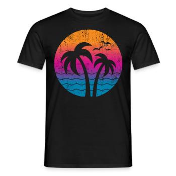 Vintage Palmen Sommer Sonnenuntergang - Männer T-Shirt - Schwarz - Vorne - AI Model Male 178 light (178cm)