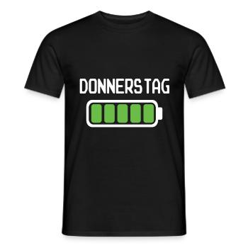 Donnerstag Akku voll geladen - Akkustand - Männer T-Shirt - Schwarz - Vorne - AI Model Male 178 light (178cm)