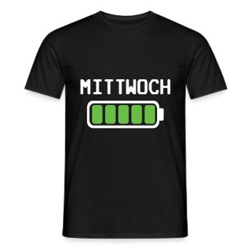 Mittwoch Akku voll geladen - Akkustand - Männer T-Shirt - Schwarz - Vorne - AI Model Male 178 light (178cm)