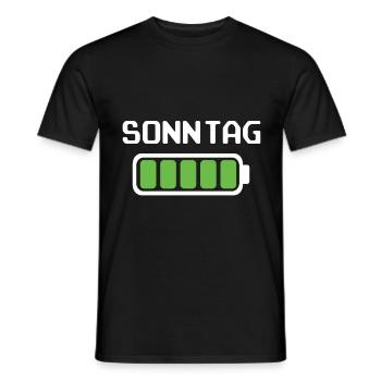 Sonntag Akku voll geladen - Akkustand - Männer T-Shirt - Schwarz - Vorne - AI Model Male 178 light (178cm)