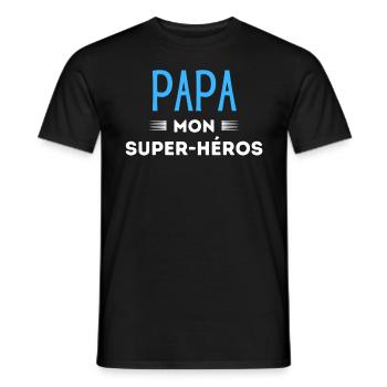 Papa mon super héros - T-shirt homme - noir - Devant - AI Model Male 178 light (178cm)