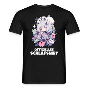 Lustiges Anime Schlafshirt - Kawaii Nachtwäsche - Männer T-Shirt - Schwarz - Vorne - AI Model Male 178 light (178cm)