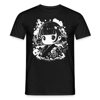 Cute anime design for anime fans and otakus - Men's T-Shirt - black - Front - AI Model Male 178 light (178cm)